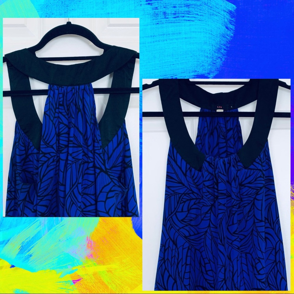 Lux Royal Blue & Black Silk Halter 🌺😎